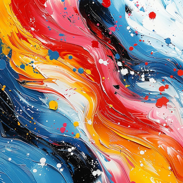 a painting of colorful paint with different colors on it