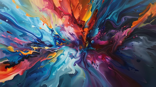 a painting of a colorful splash of paint with the title title