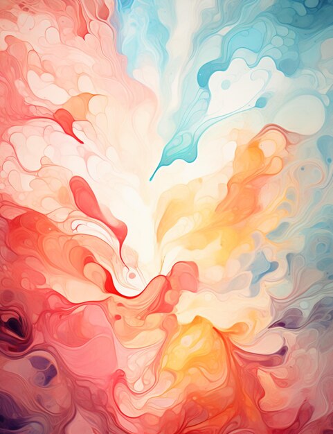 painting of a colorful swirly background with a red generative ai