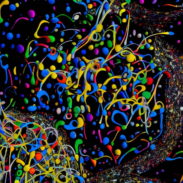 Painting of confetti sprinkles on a black background generative ai