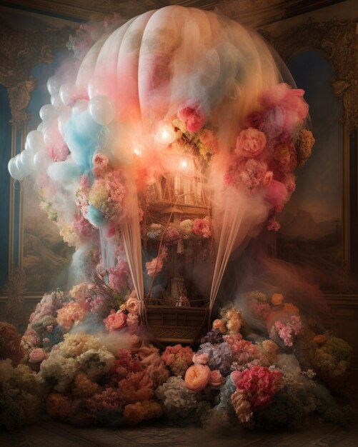 A painting of a cotton candy tree