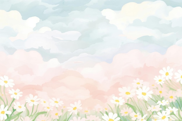 Painting of daisy border backgrounds outdoors pattern