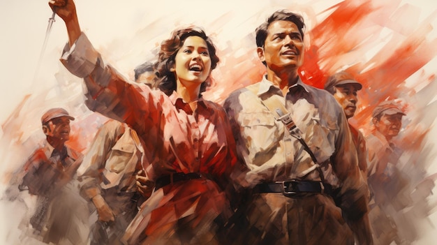 A painting depicting the struggle for Indonesian Independence