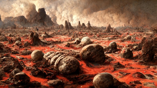 Painting of a desert with rocks and dirt generative ai