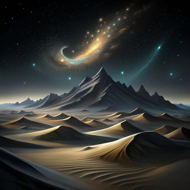 Photo a painting of a desert with a star that says quot star quot on it