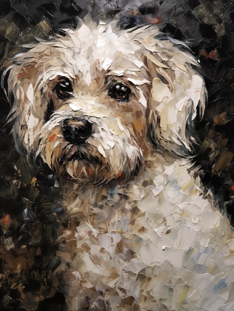 A painting of a dog that is titled " the dog "