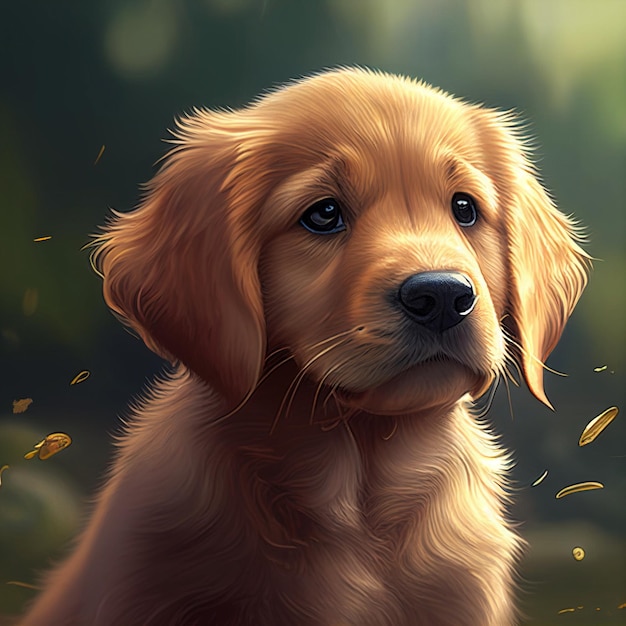 Painting of a dog with golden retriever in the background generative ai