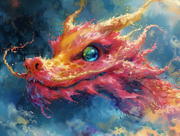 a painting of a dragon with a dragon on it