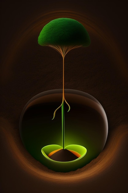 A painting of a drop of oil with a green leaf on it.