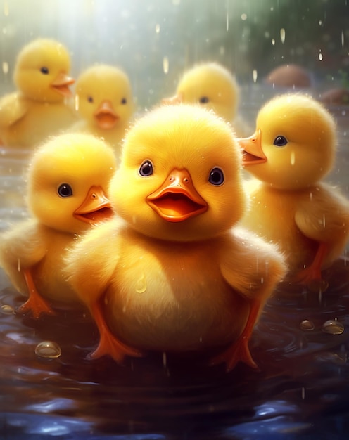 A painting of a duckling with the words " duck " on the front.