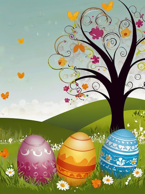 a painting of easter eggs with the words quot happy birthday quot on the bottom