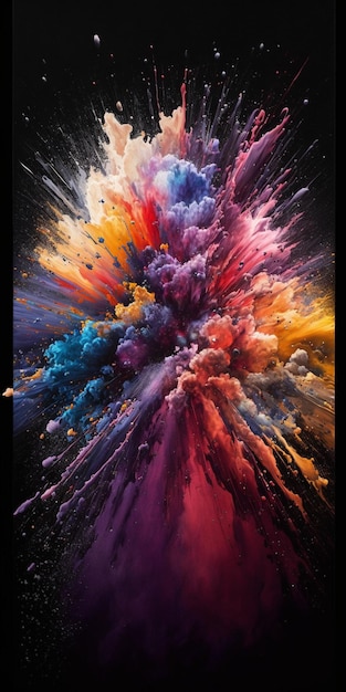 A painting of a explosion of smoke and smoke.