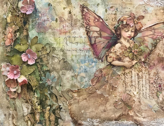 a painting of a fairy and a girl with wings