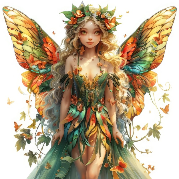 a painting of a fairy with a butterfly on the front