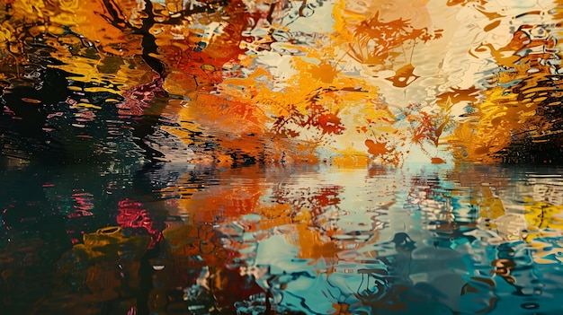 a painting of fall leaves by person