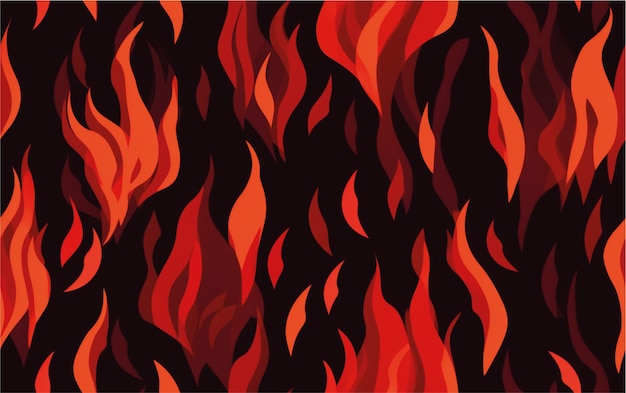 a painting of a fire burns with a red background