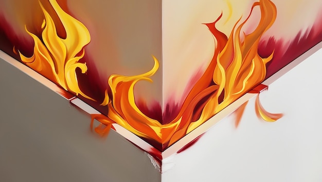 Photo a painting of fire flames by person