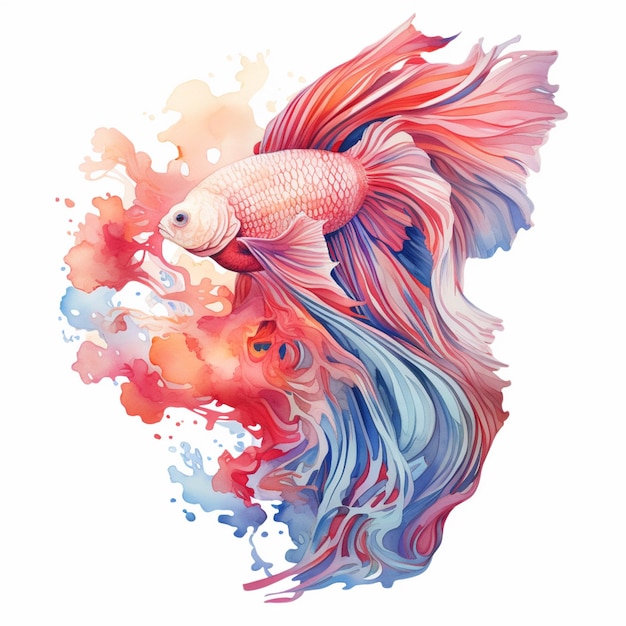 Painting of a fish with a colorful tail and a long tail generative ai