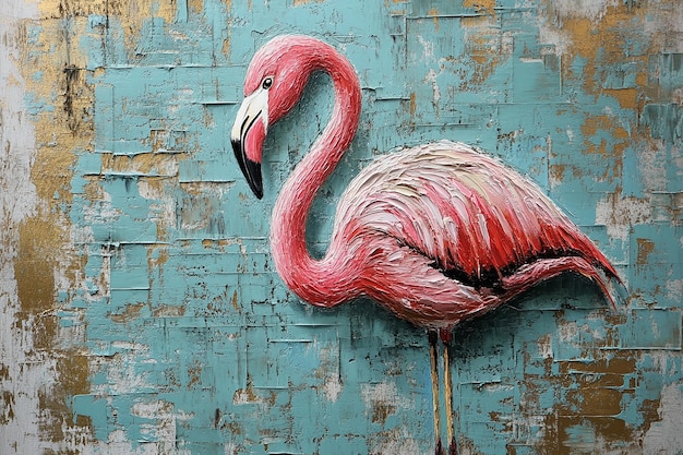 a painting of a flamingo with the word quot i love quot on it