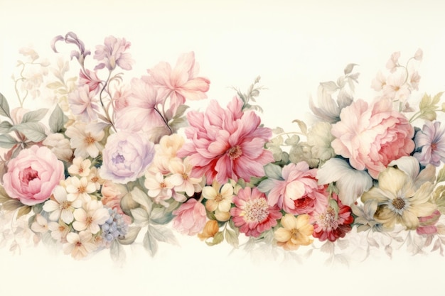 Painting of flower border pattern plant art