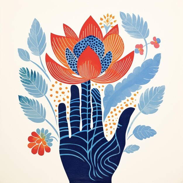 Painting of a flower holding by a womens handAI generated