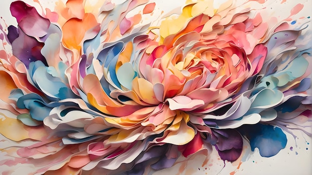 a painting of a flower that has the colors of colors and shapes