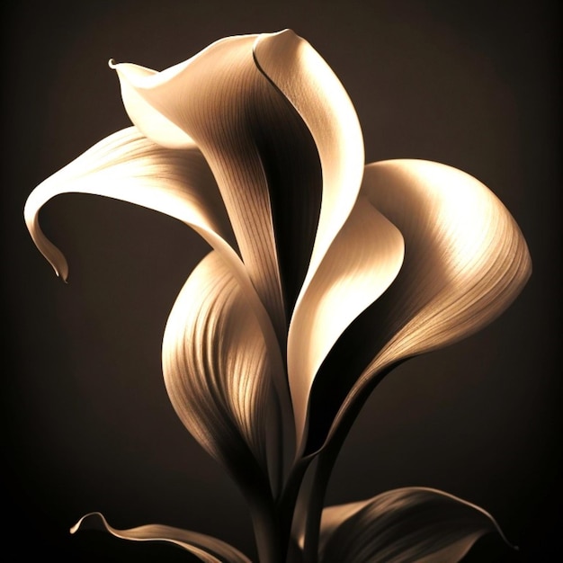 a painting of a flower with gold and brown colors