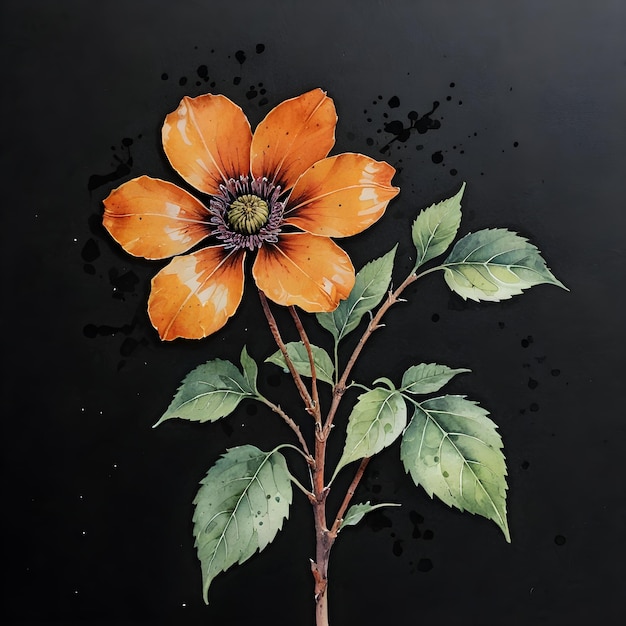 Photo a painting of a flower with the word flower on it