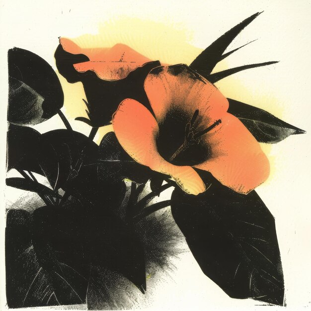 Photo a painting of a flower with the word  hibiscus  on it