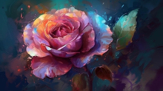 A painting of a flower with the word love on itgenerative ai