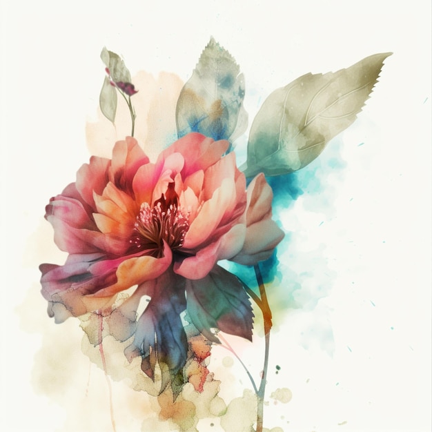 A painting of a flower with the word peony on it