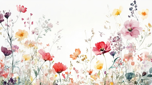 a painting of flowers in a field of wild flowers