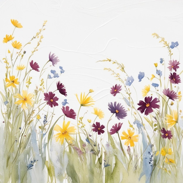 Photo a painting of flowers in a field with the words wildflower