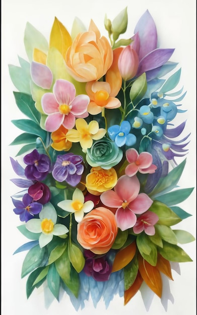 a painting of flowers from the garden by person