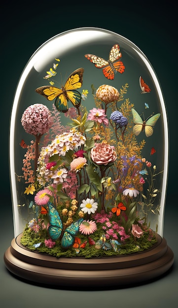 A painting of flowers in a glass jar