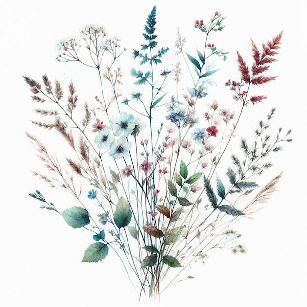 a painting of flowers and grass with the words wild on the bottom