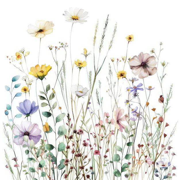 a painting of flowers and grass with the words  wildflower  on the top