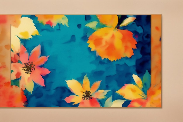 A painting of flowers is hanging on a wall.