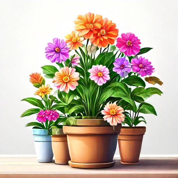 Photo a painting of flowers in pots with one that says  flowers