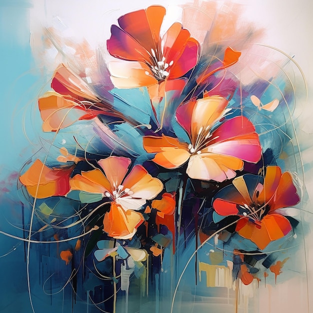 A painting of flowers that is titled " flowers ".