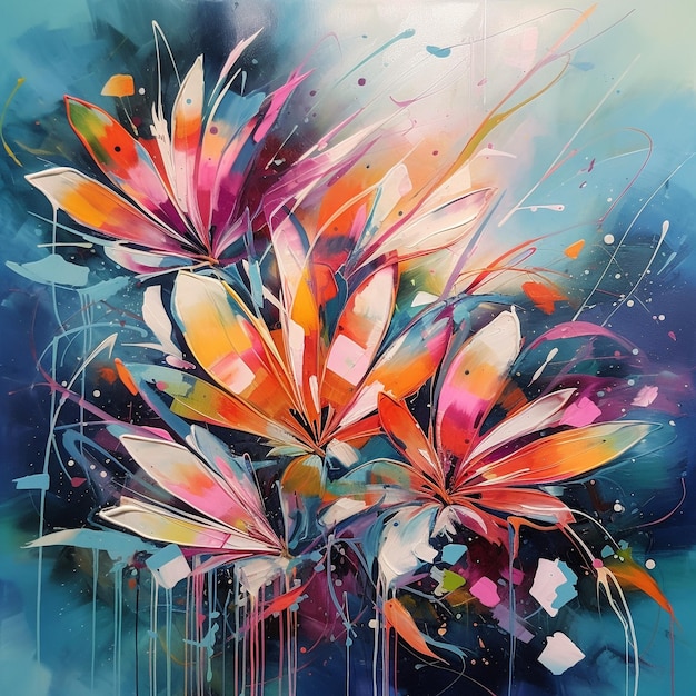 A painting of flowers that is titled " the word " on it. "