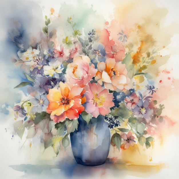 A painting of flowers in a vase that says " spring ".