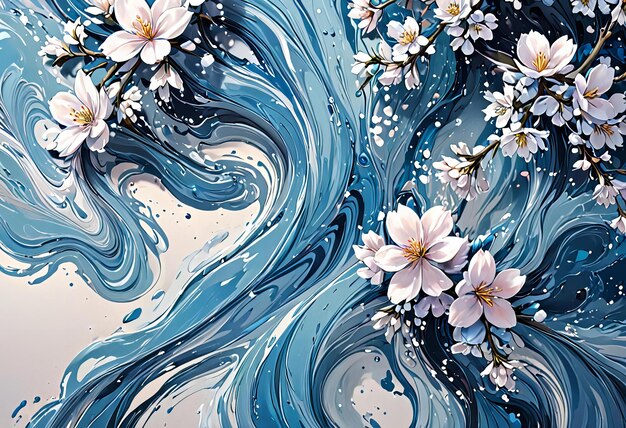 Photo a painting of flowers and the water is titled  daisies