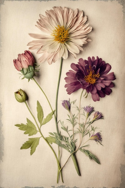 A painting of flowers on a white background