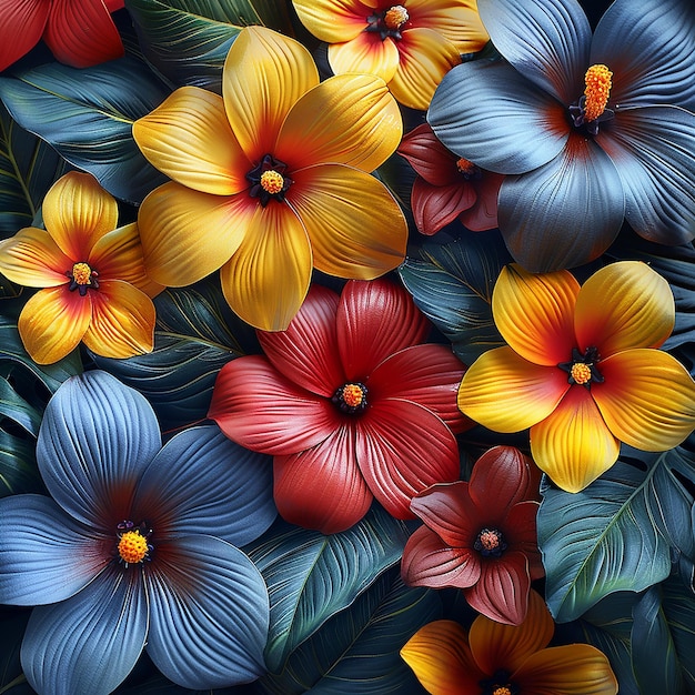 a painting of flowers with different colors and colors