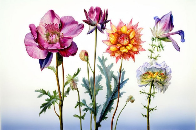 a painting of flowers with different colors and colors