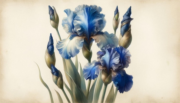 a painting of flowers with the title blue