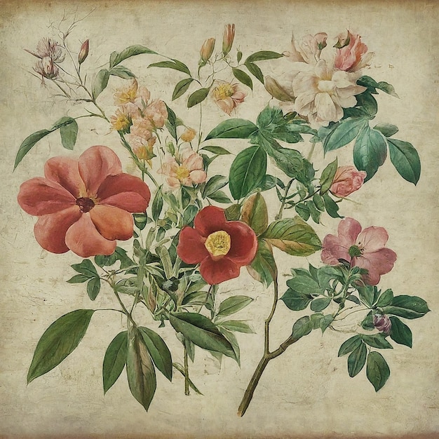 a painting of flowers with the word  flowers  on it