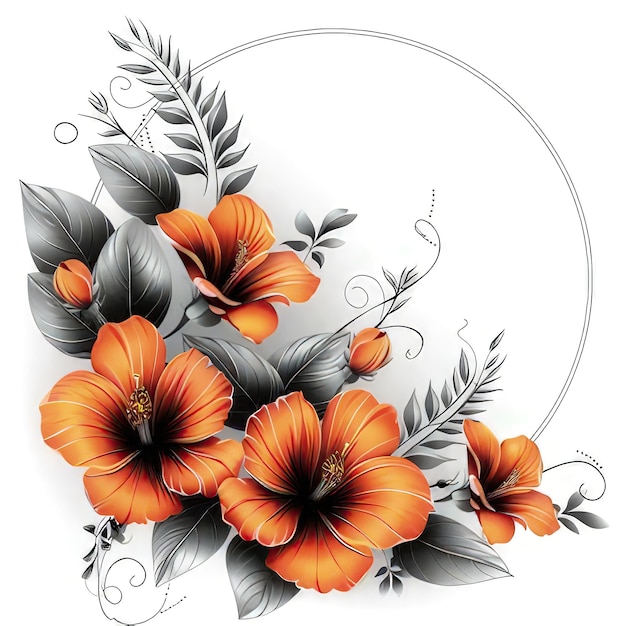 Photo a painting of flowers with the word  hibiscus  on the bottom