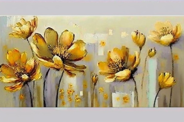 A painting of flowers with the word " on it "